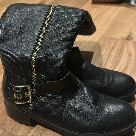 Gold and black leather pu boots - Picture 4 of 4
